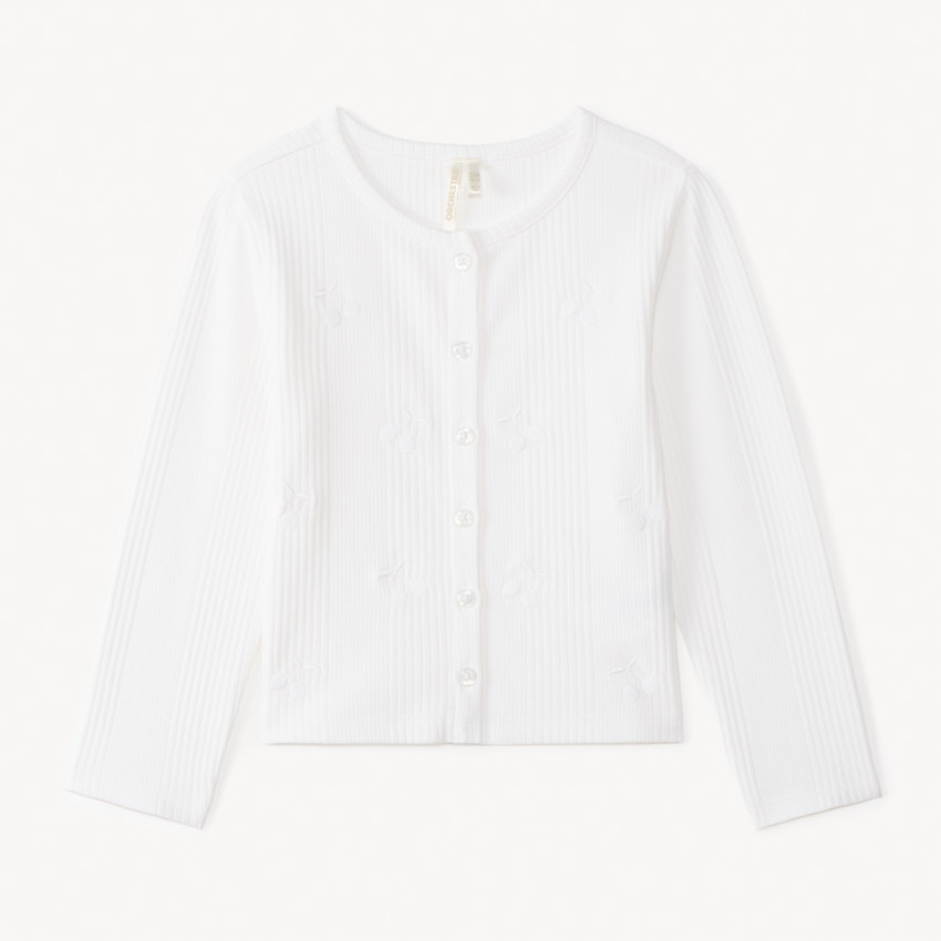 Chaleco de manga larga con bordado de cereza para niña bebé 