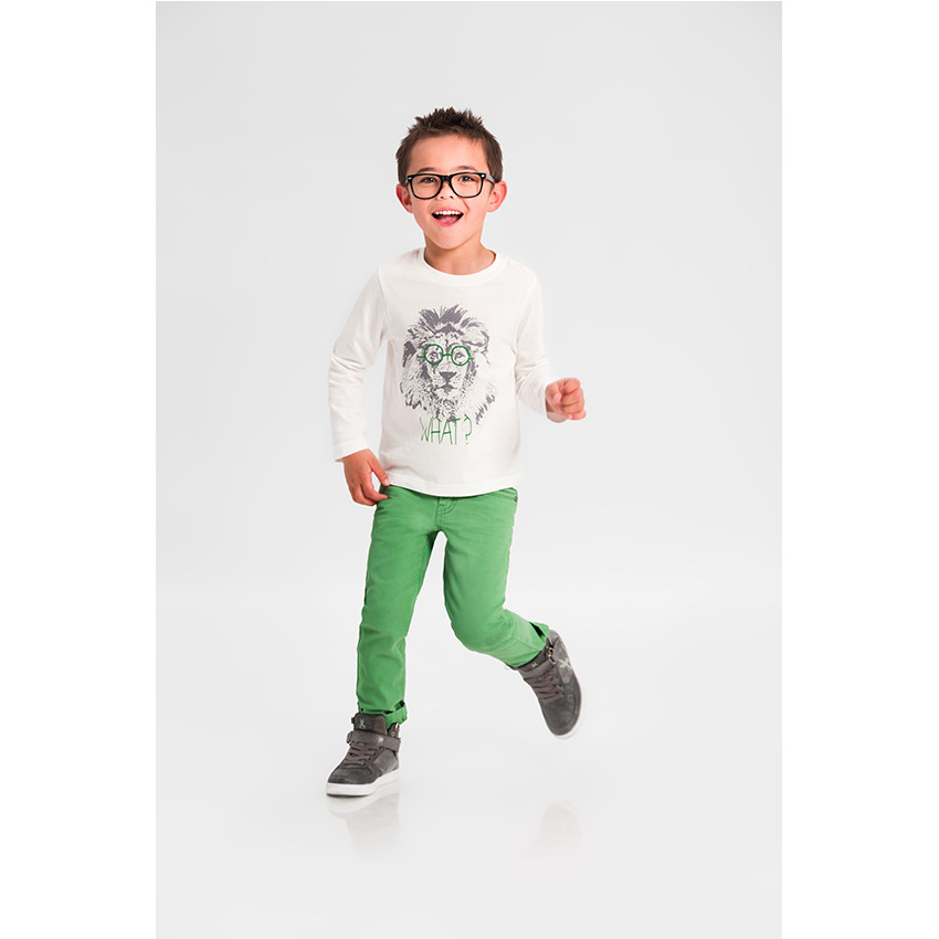 Camiseta manga larga de tejido de punto con estampado de león 