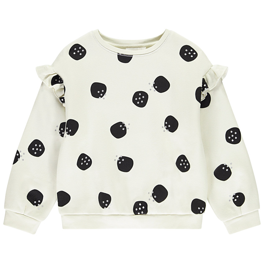 Sudadera semi-oversize con lunares y volantes para niña 