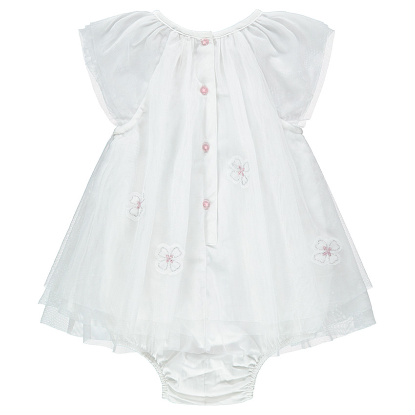 Mono de esquí de estilo vestido de tul con flores bordadas 