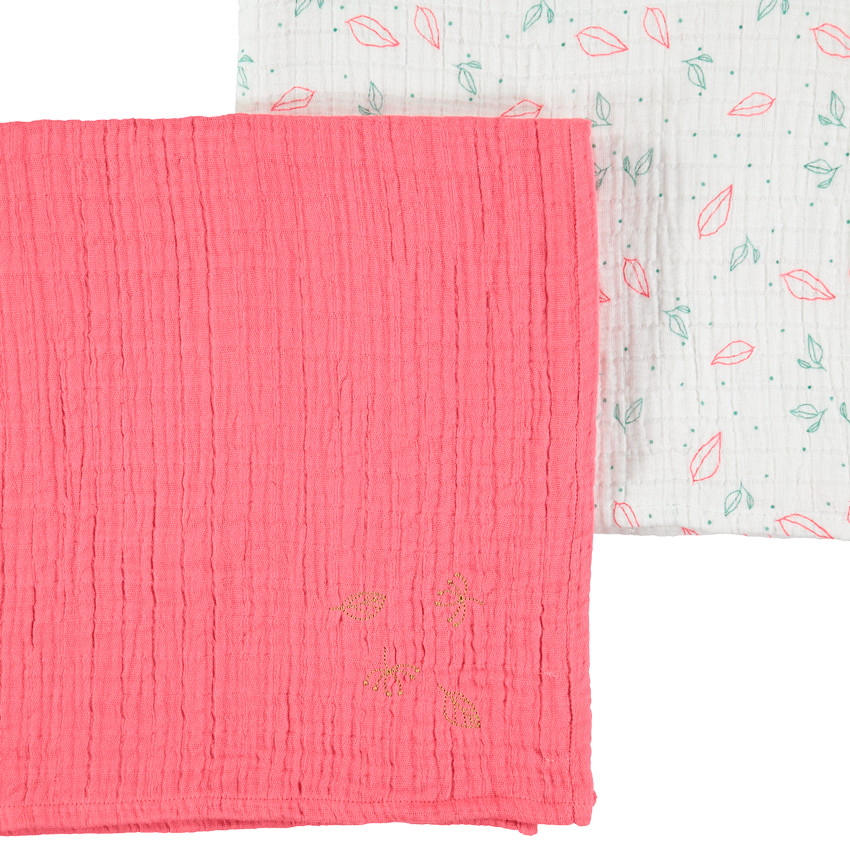 Conjunto de 2 muselinas 70 x 70 lisa/estampado 