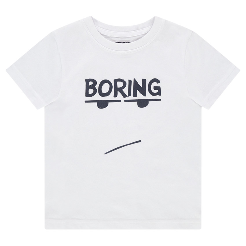 Camiseta de manga corta de punto con mensaje estampado y personaje 