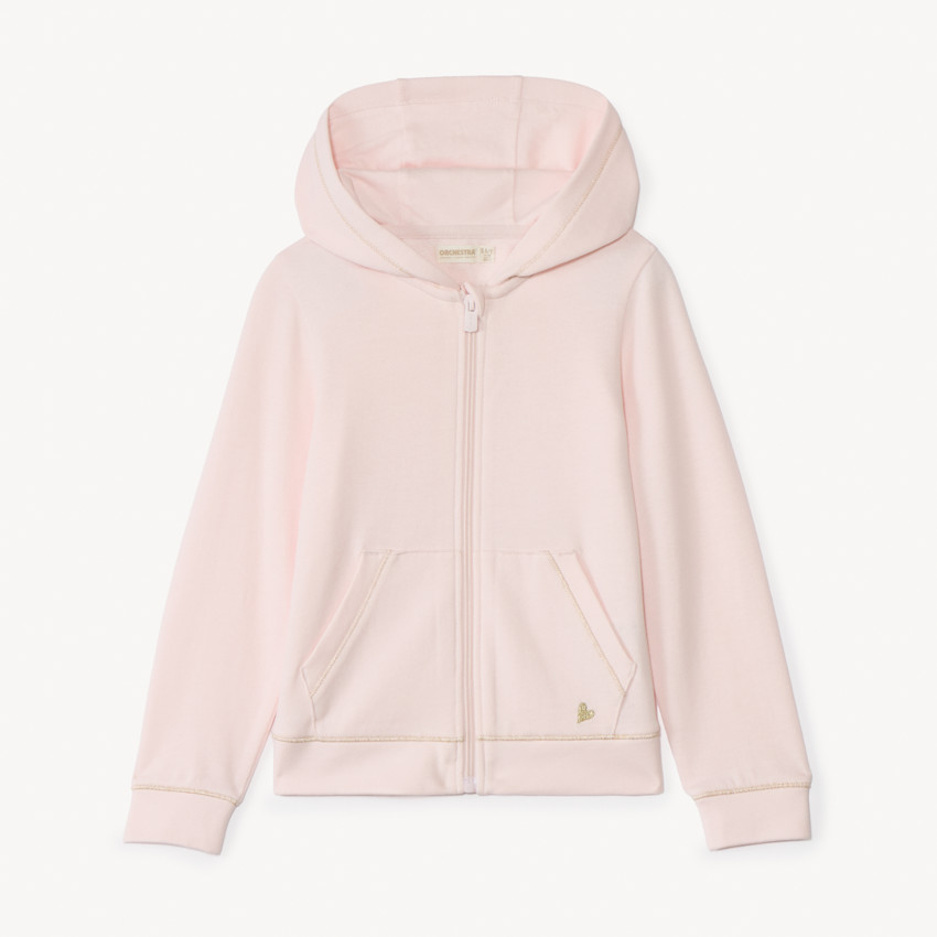 Chaleco de felpa liso con capucha para niña 