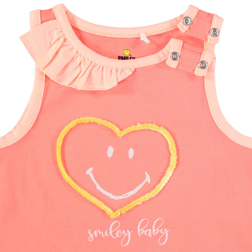 Mono corto en algodón orgánico Smiley Baby 