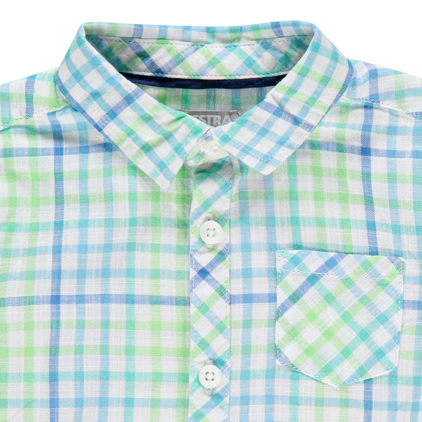 Chemise manches courtes à carreaux et poche 