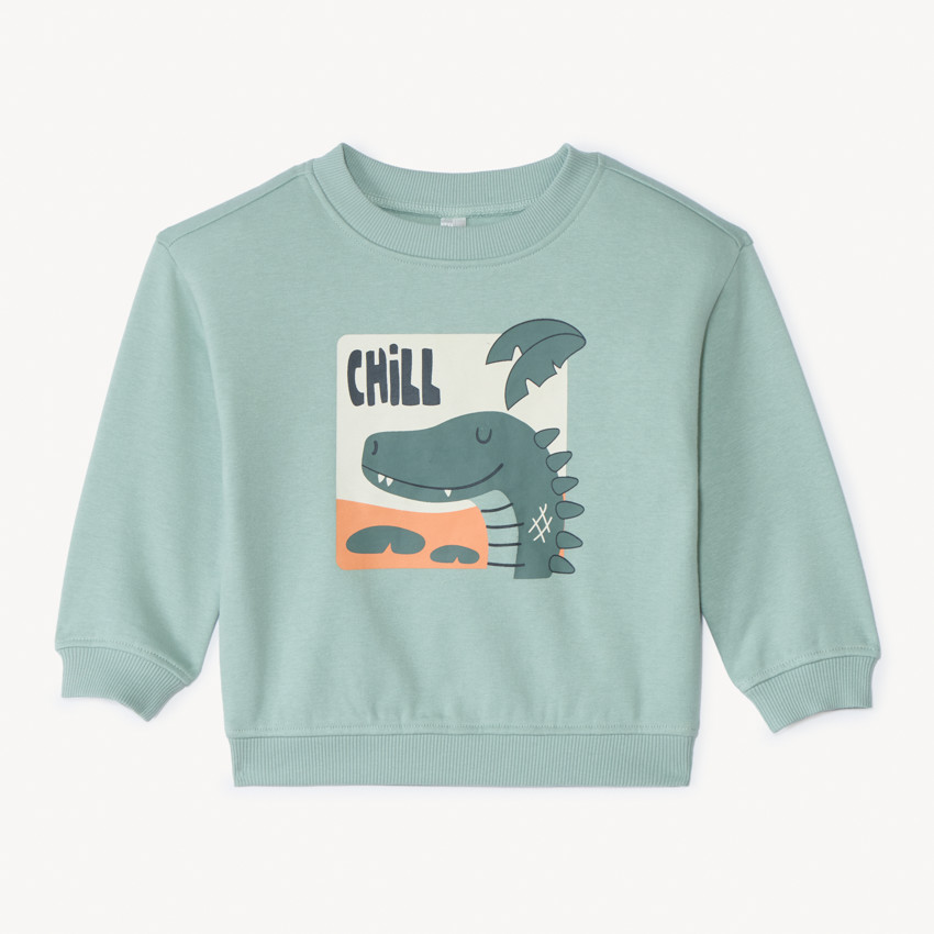 Sudadera de felpa oversize con estampado de cocodrilo para bebé niño. 