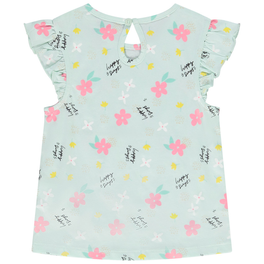 Pack de 4 camisetas de manga corta con volantes de jersey para bebé niña 