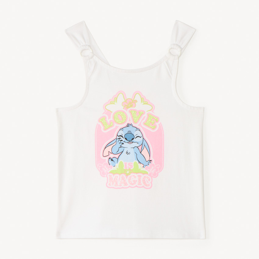Camiseta sin mangas de Stitch de Disney con purpurina para niña 