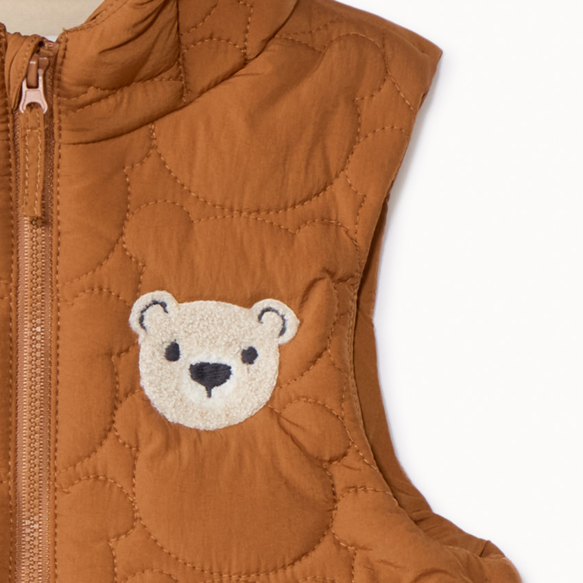 Chaleco acolchado sin mangas de tela con capucha para bebé niño 