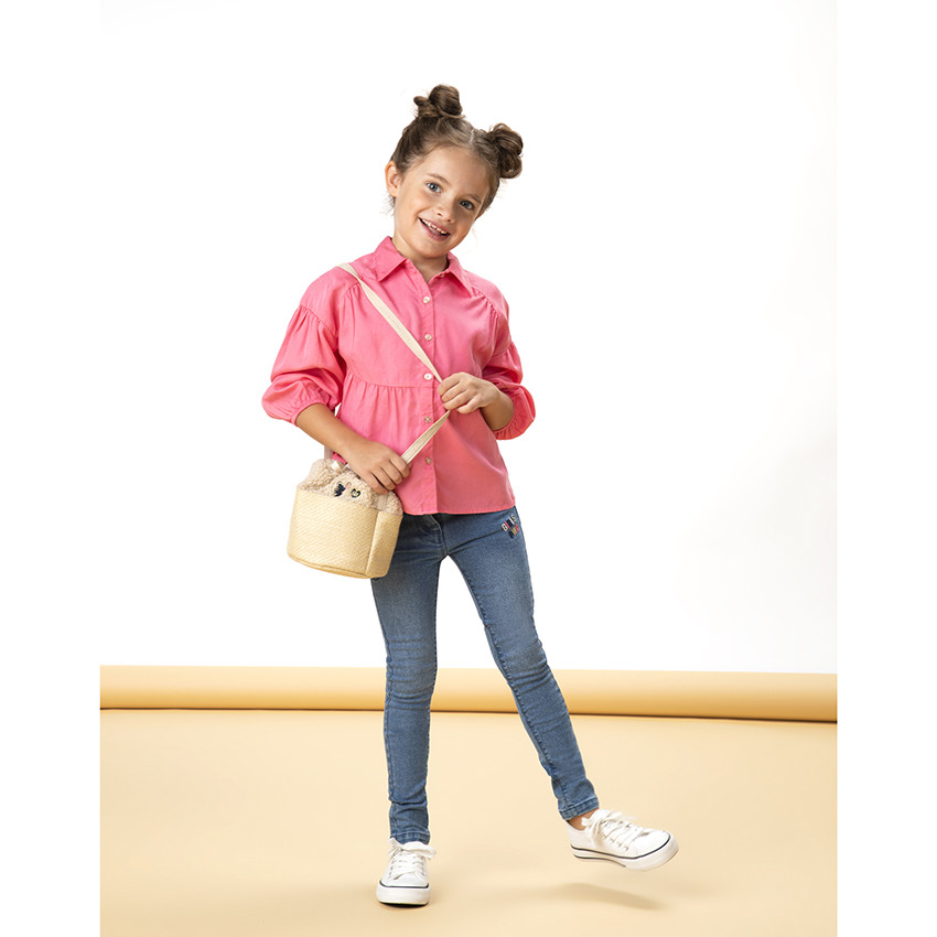 Bolso bandolera combinación materiales para niña 