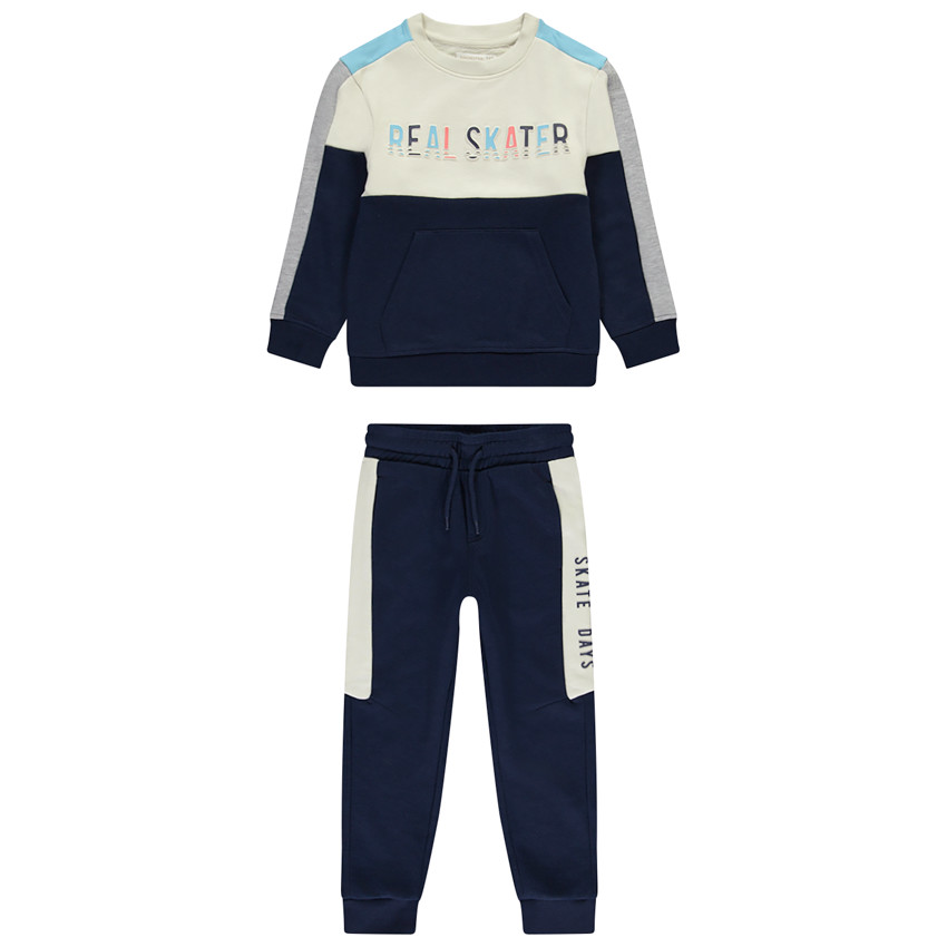 Conjunto de jogging de felpa efecto color block para niño 
