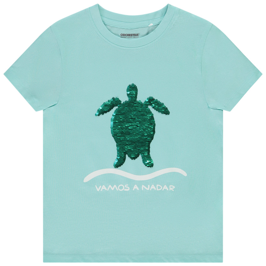 Camiseta manga corta lentejuelas mágicas para niño 