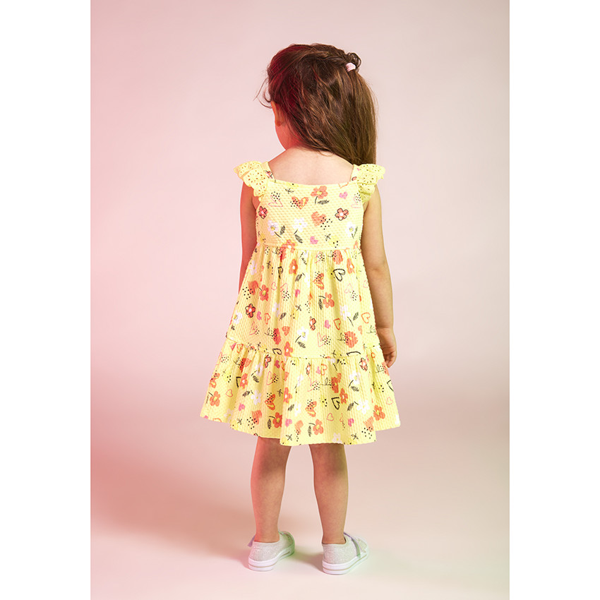 Vestido de punto moteado con estampado original para niña 