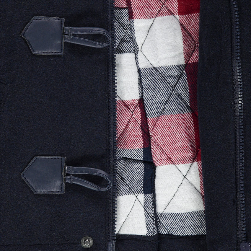 Trenca de poliéster y lana forrada con franela a cuadros 