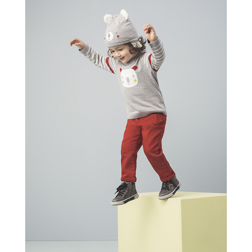 Gorro de punto con forro de borreguillo de koala con orejas de relieve 