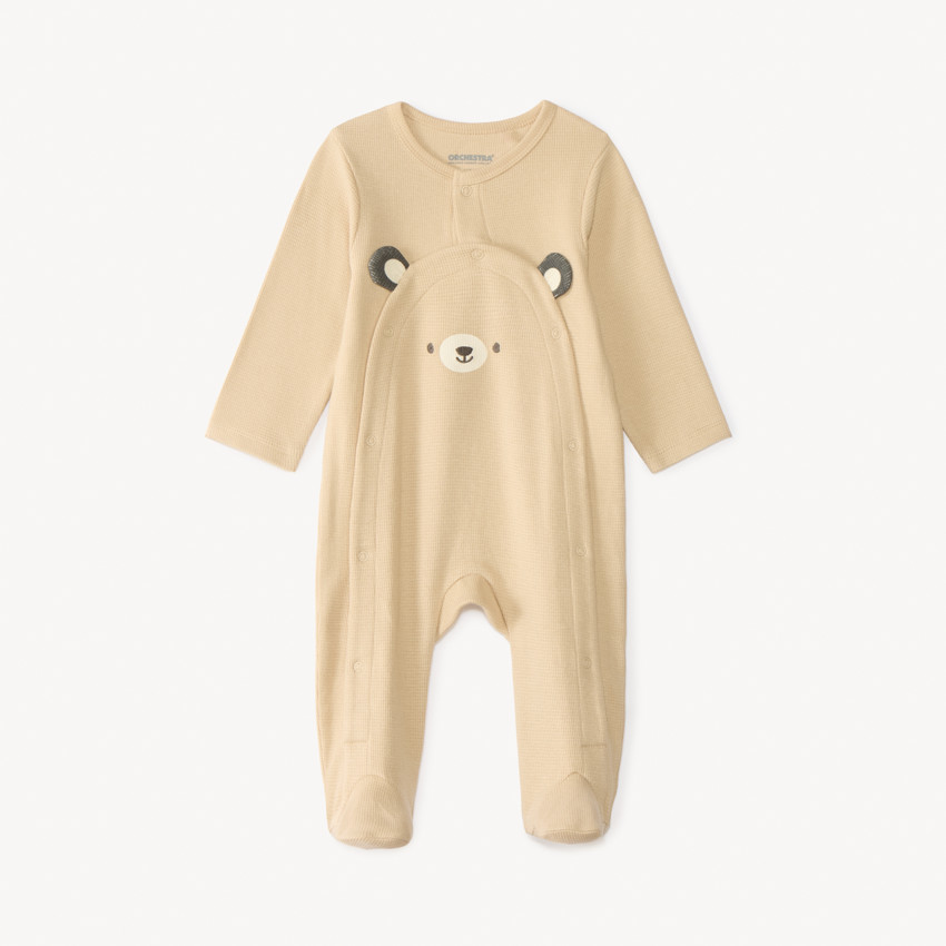 Pijama de manga larga en tejido de panal con estampado de ositos para bebé niño 