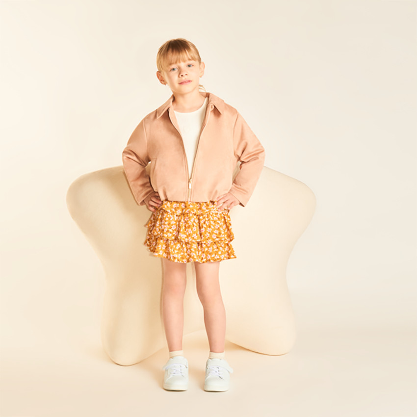 Falda de niña con volantes y estampado floral 