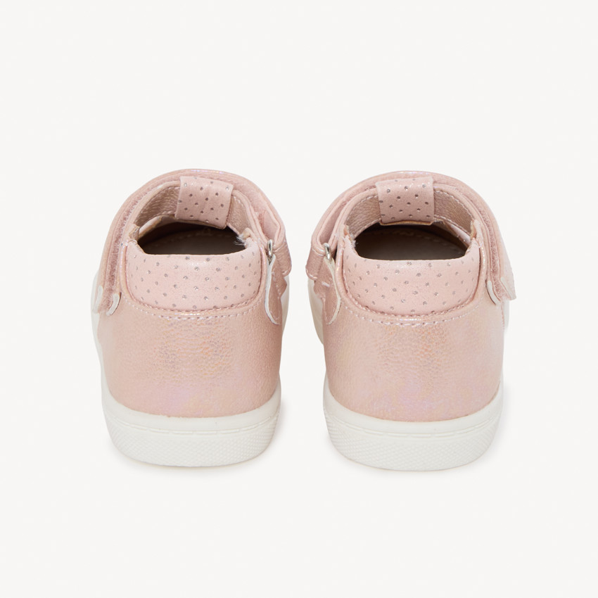 Salomés efecto irisado con strass y velcro para niña 