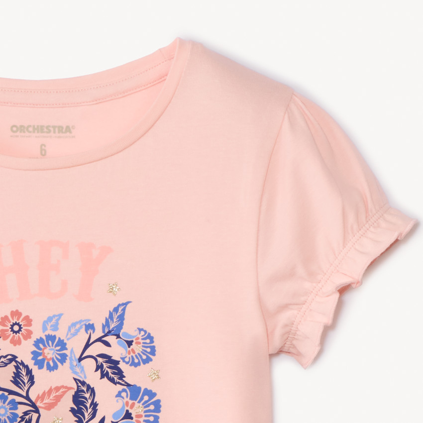 Camiseta de manga corta con estampado floral para niña 