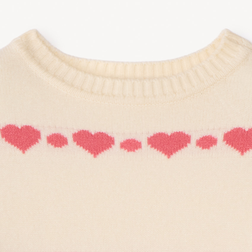 Suéter oversize de punto jacquard con corazones para niña 