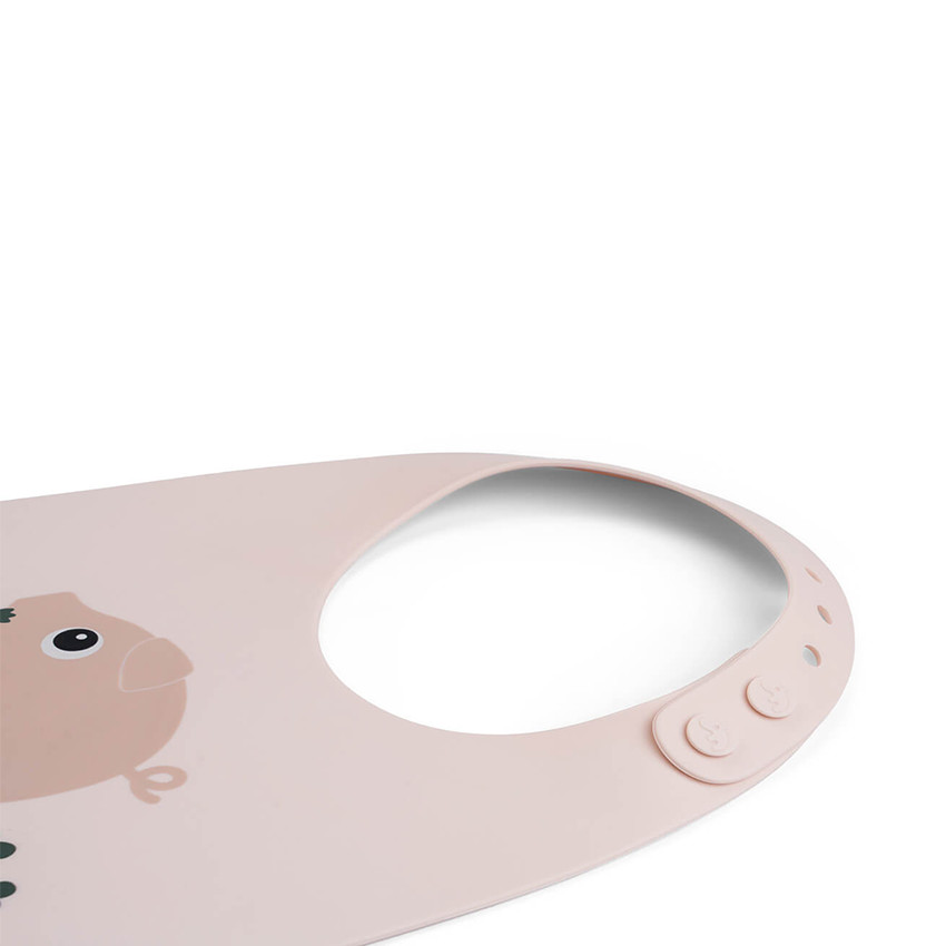 Babero de silicona con bolsillo Pigee rosa 