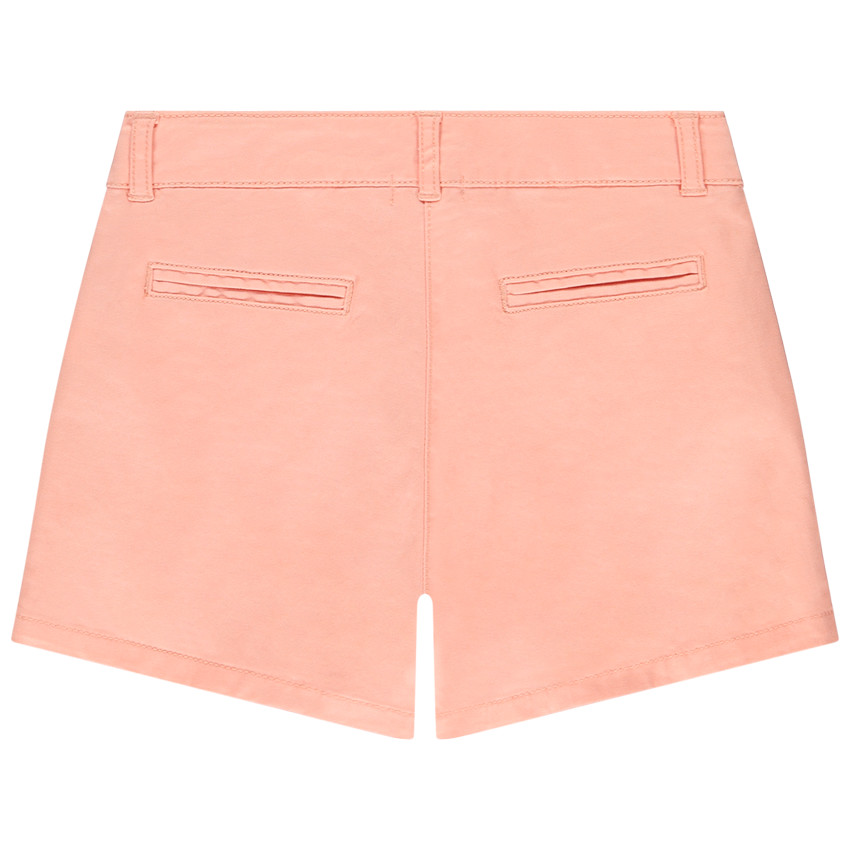 Short de sarga lisa con efecto pinzas para niña 