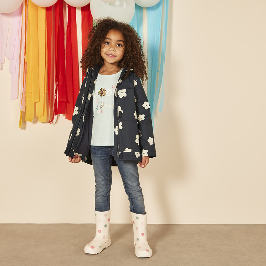 Parka goma acolchada estampado flores para niña 