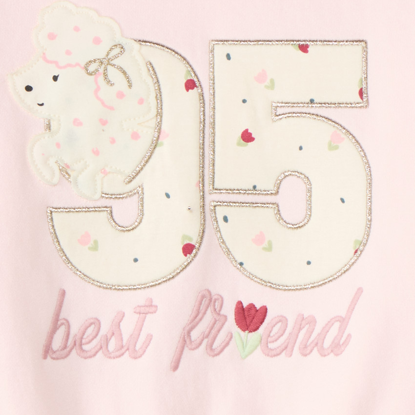 Sudadera para bebé niña con bordado de perro y detalles originales. 