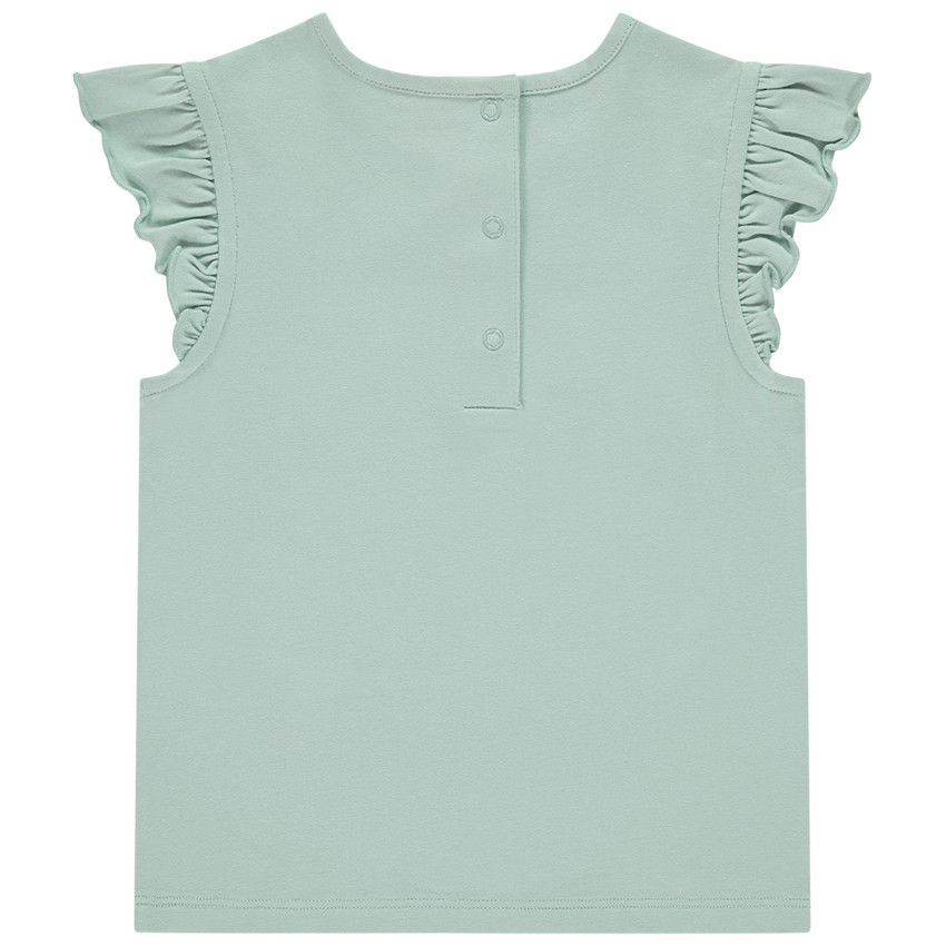 Camiseta de manga corta con volante y mariposa de flores 3D para niña bebé 