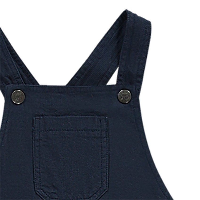 Salopette longue en coton fantaisie uni avec doublure pour bébé garçon Main Salopette longue en coton fantaisie uni avec doublure pour bébé garçon