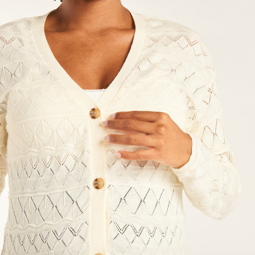 Chaleco de manga larga liso de punto fantasía para mujer 