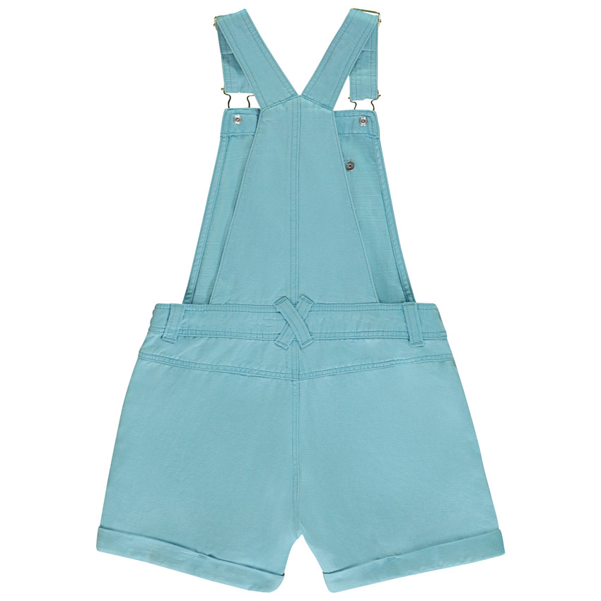 Salopette corta en tela lisa para niña 