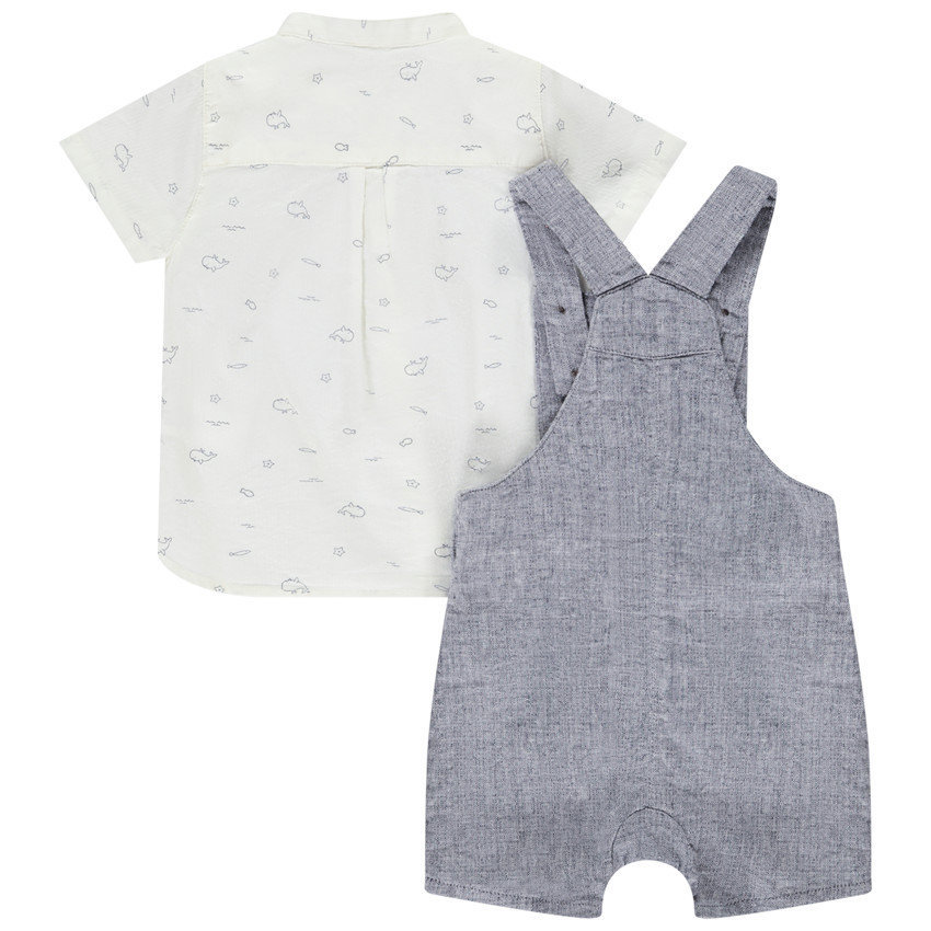 Conjunto de 2 piezas con estampado de ballena y pichi para bebé niño 