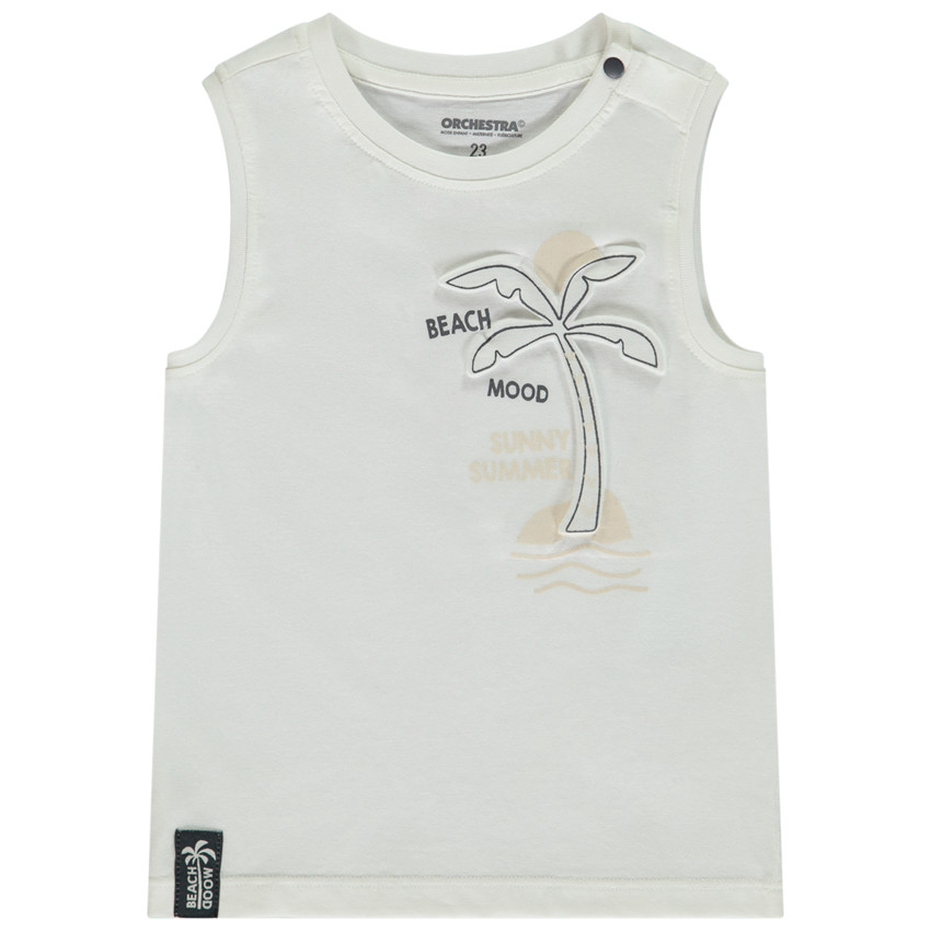 Camiseta sin mangas con motivo de palmera en relieve para bebé niño 