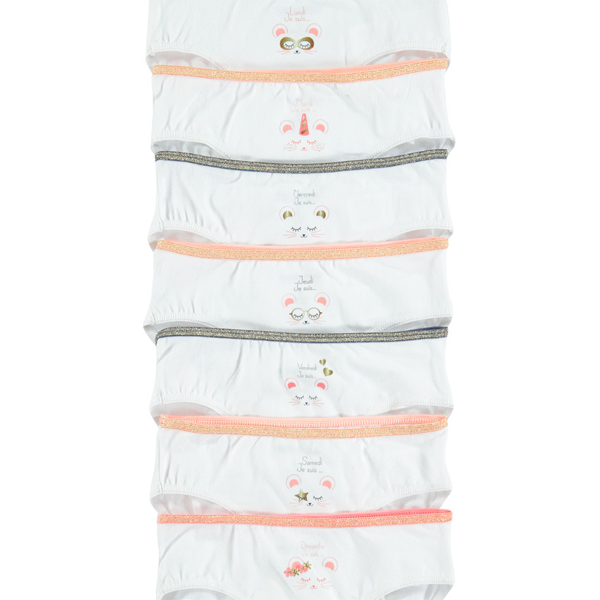 Pack de 7 braguitas de algodón con estampado de ratón y cintura elástica 