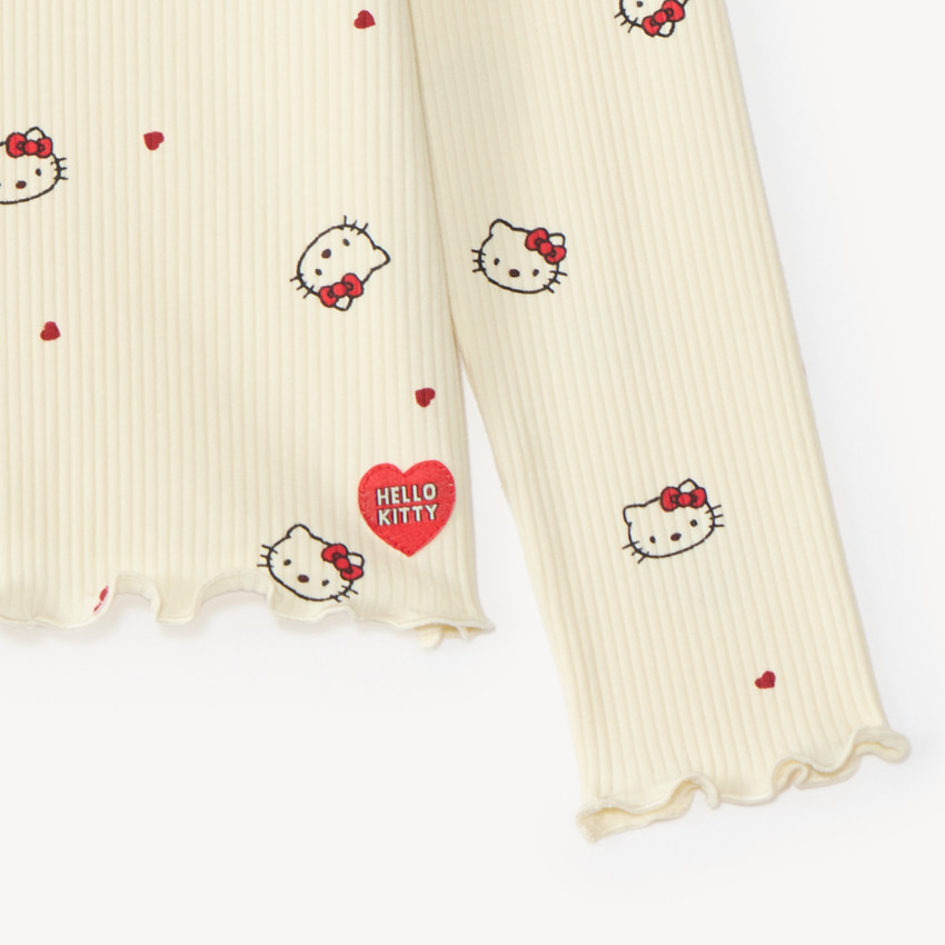 Camiseta de niña de manga larga de canalé Hello Kitty 