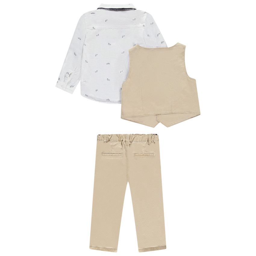 Conjunto de 3 piezas con estampado de coches y lazo para bebé niño 