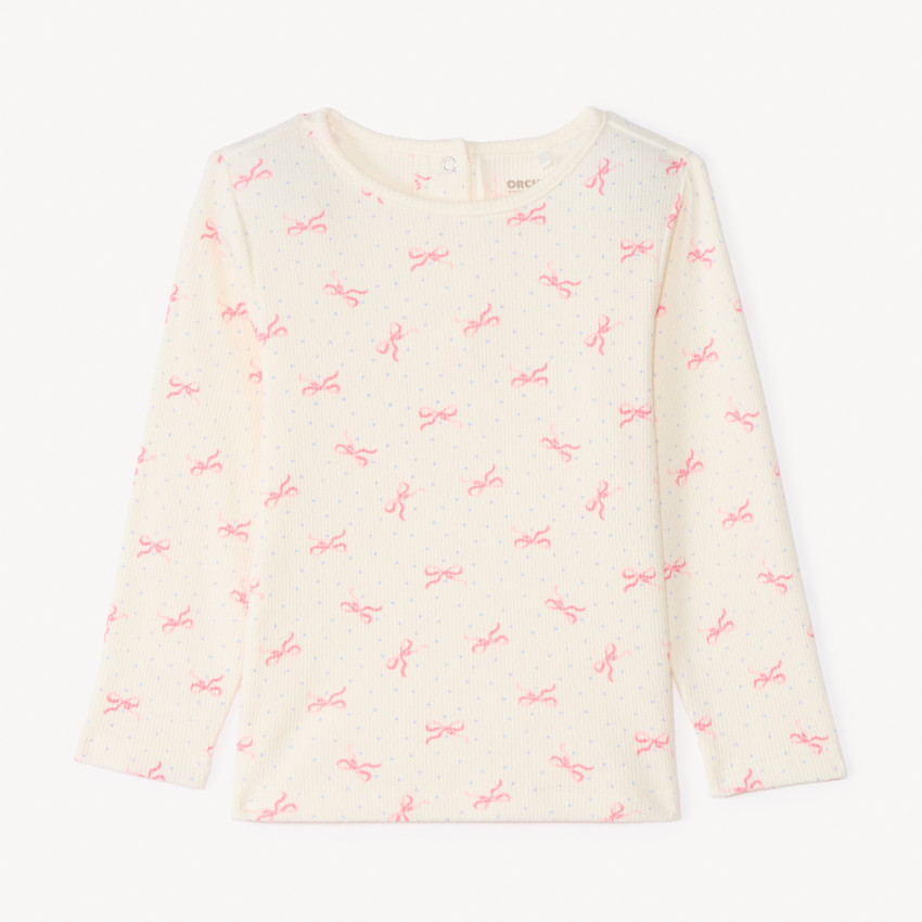 Camiseta de manga larga con estampado de lazos para niña bebé 