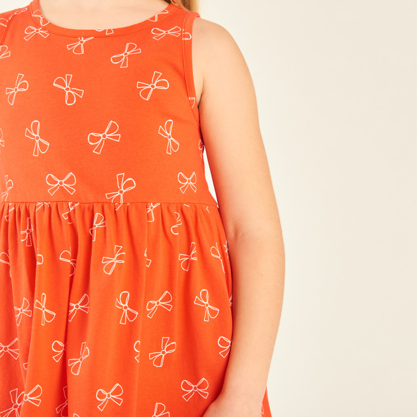 Vestido sin mangas con estampado de lazos para niña 
