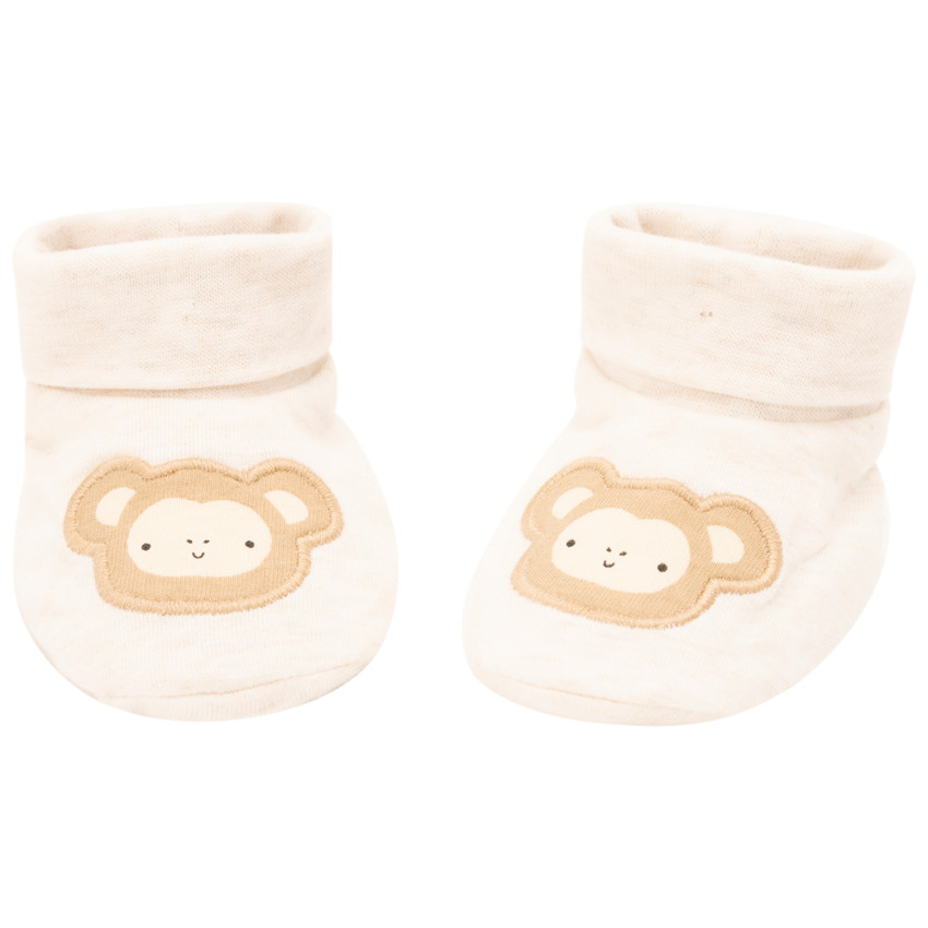 Pantuflas en jersey jaspeado con parche de mono para bebé 