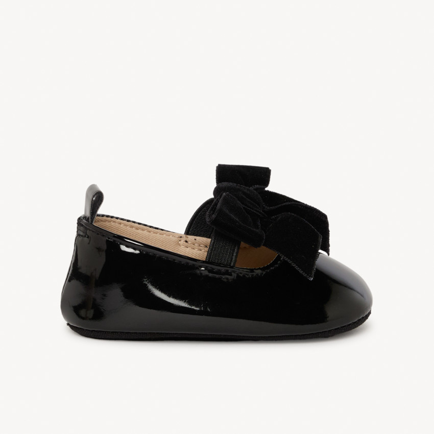 Merceditas brillantes con lazo de terciopelo para bebé niña 