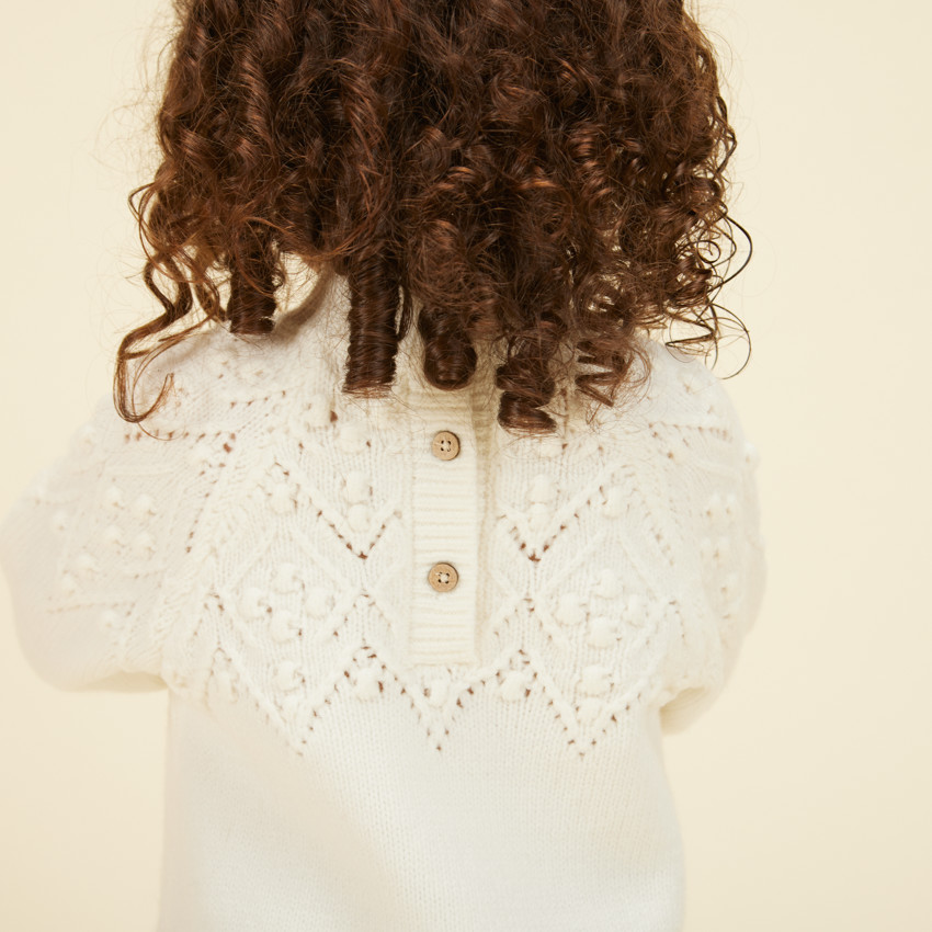 Vestido de manga larga de punto liso para bebé niña 