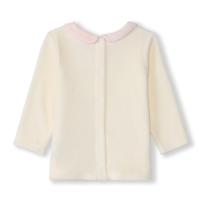 Pijama de 2 piezas de terciopelo con conejo para bebé niña con acabados variados según la edad 