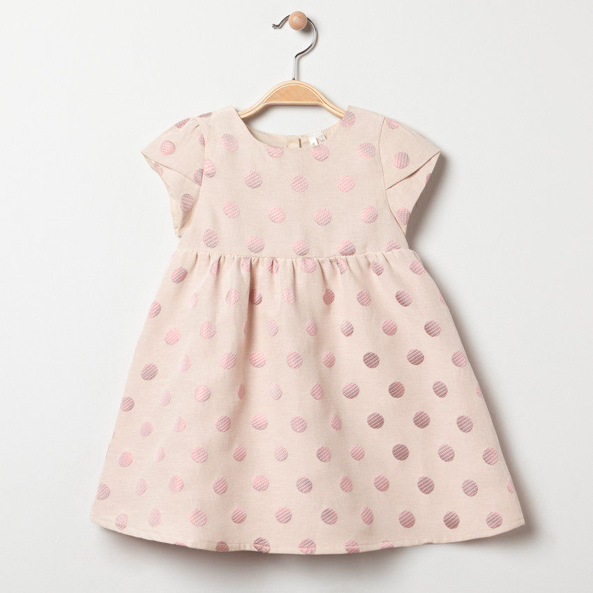 Vestido manga corta estampado lunares all-over 