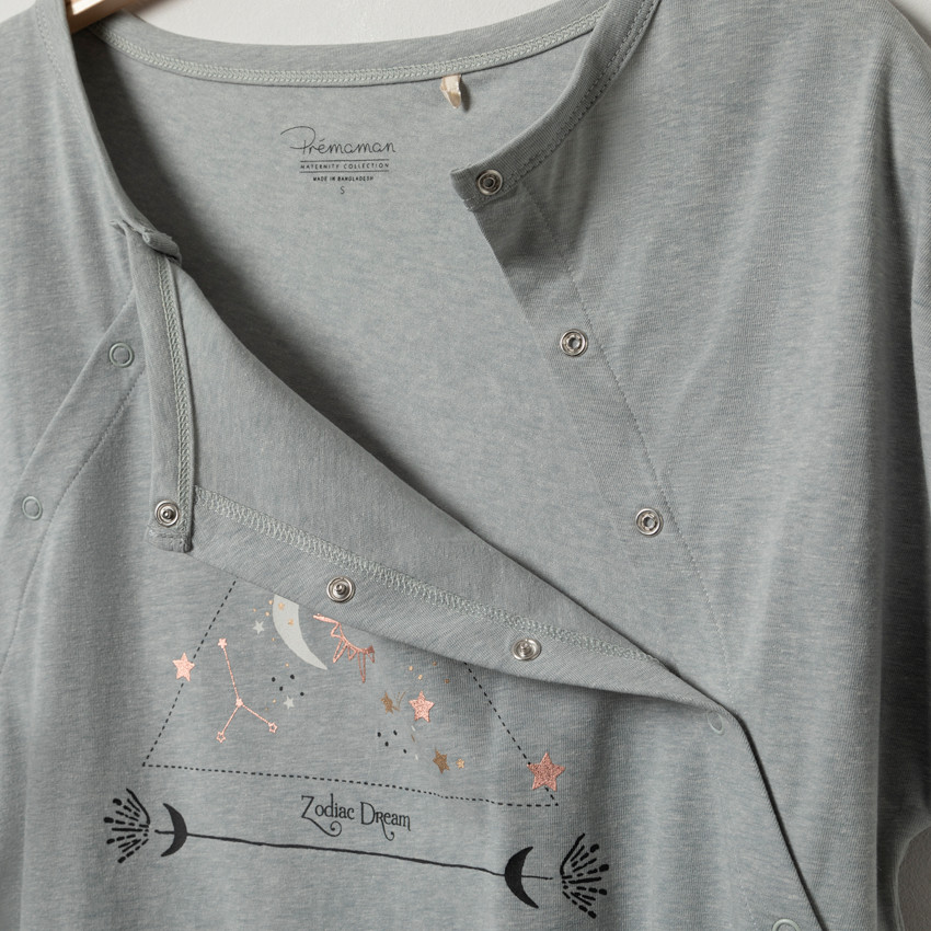 T-shirt homewear de grossesse pressionné à imprimé esprit astro 