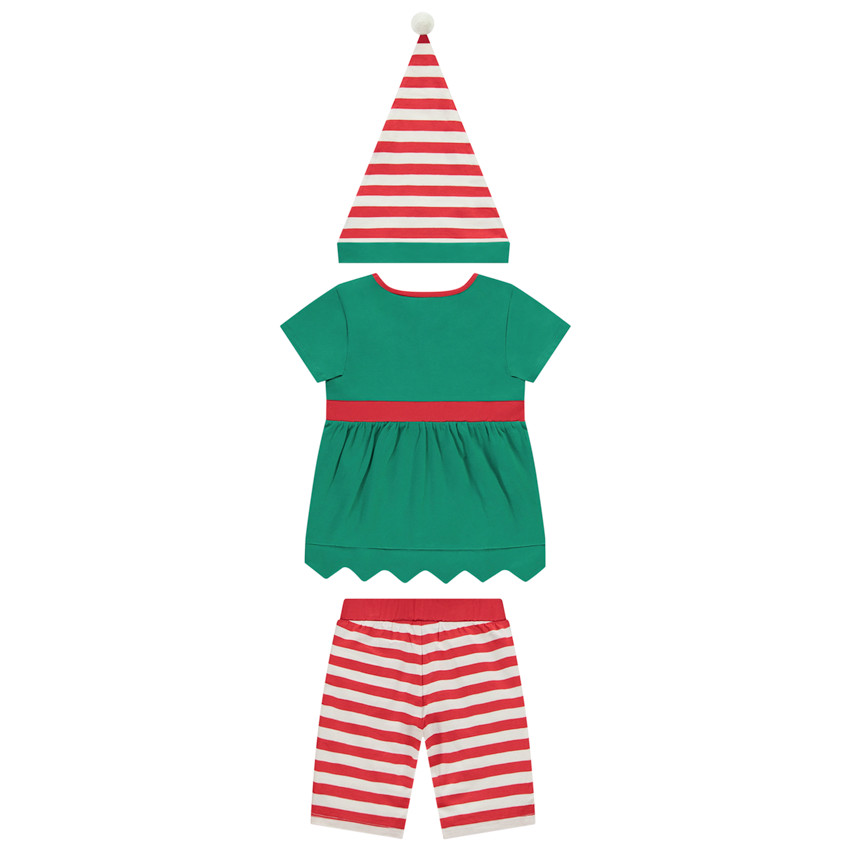 Conjunto de pijama lúdico de duende de Navidad para niña 