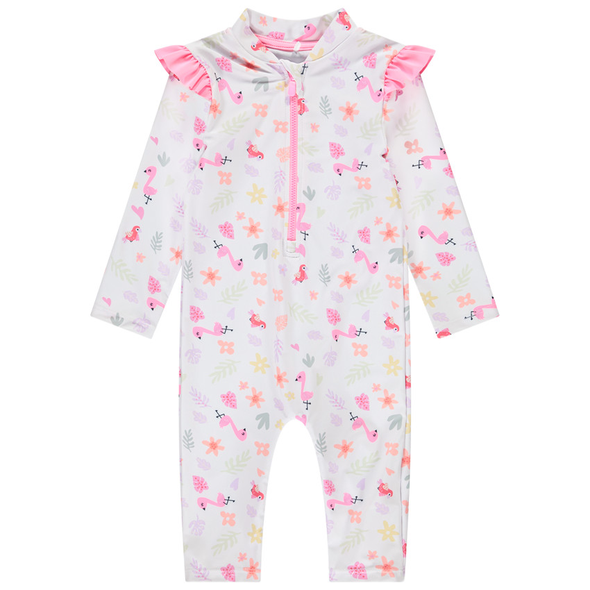 Pelele de baño anti-UV con estampado de flamencos para bebé niña 