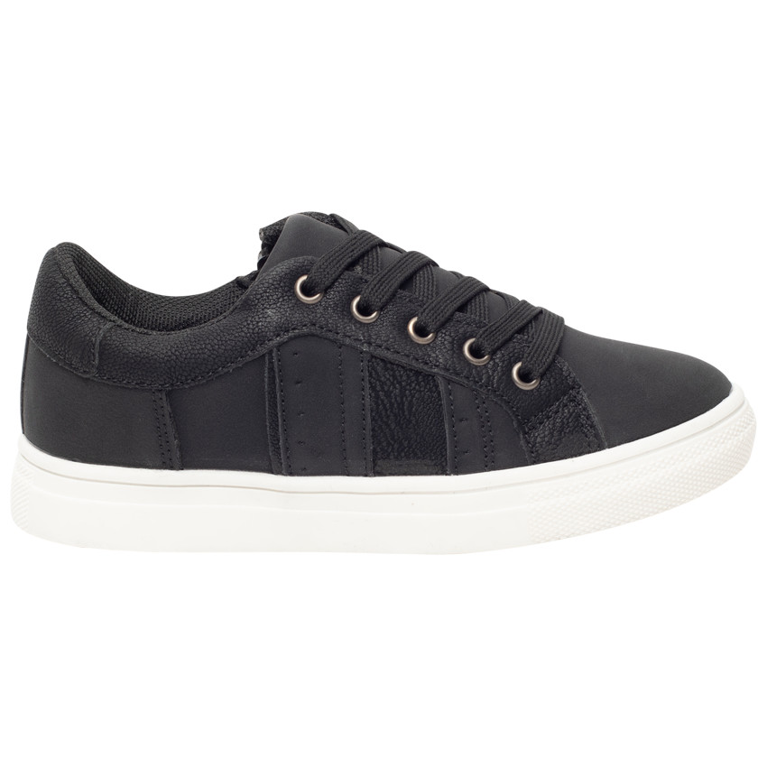 Zapatillas deportivas bajas con cordones y detalles en dos materiales para niño 