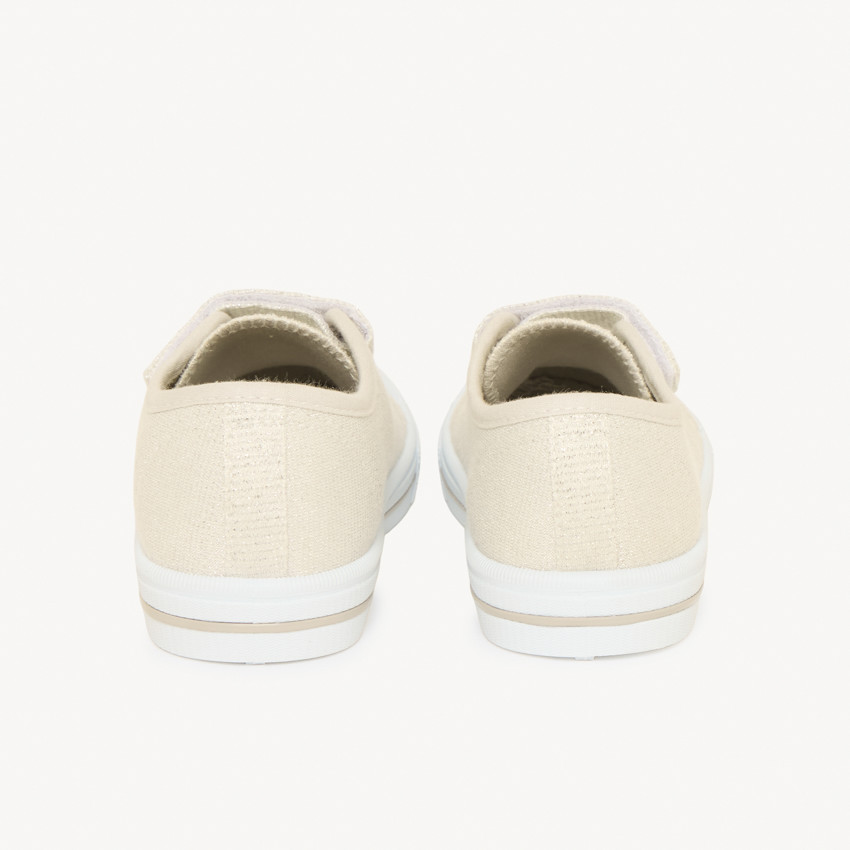 Zapatillas bajas plateadas con velcro y cordones elásticos para bebé niña 