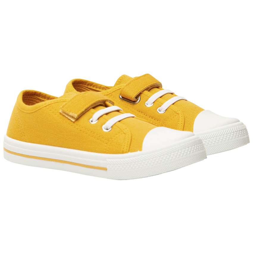 Zapatillas bajas de tela con cordones elásticos y velcro para niño 